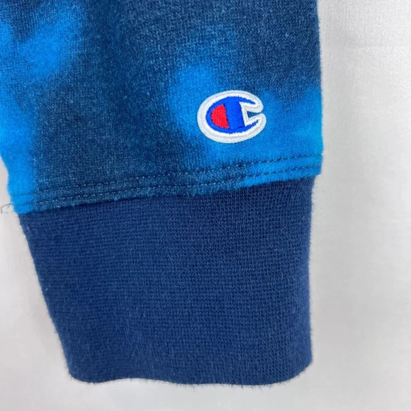 Champion Hoodie Blue & Black Tie-Dyed Pullover Hoodie Size M - Picture 7 of 7